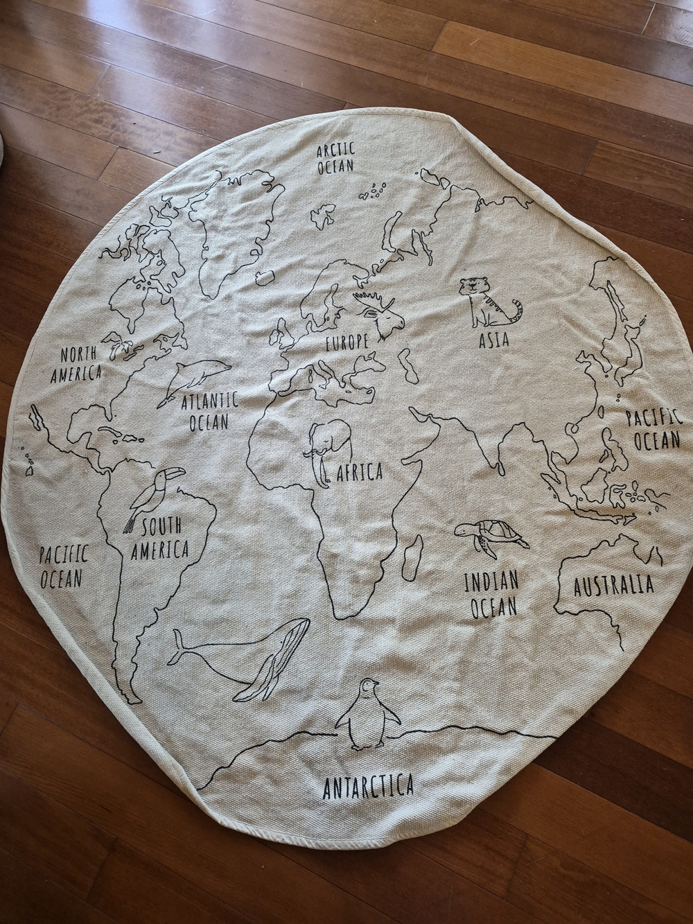 H&M Beige World Map Round Play Mat